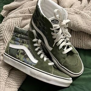 Vans Green and Camouflage High-Top Sneakers